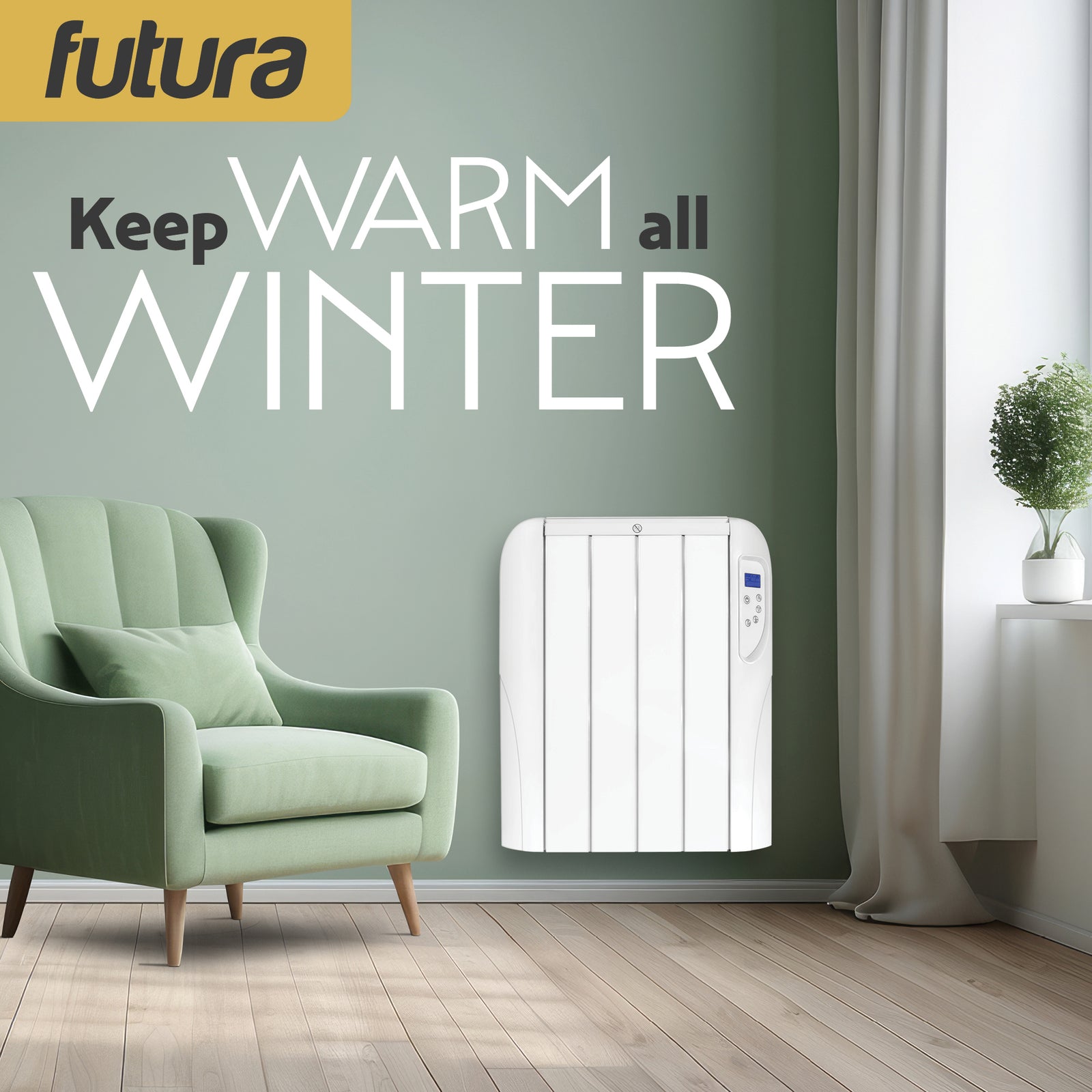 Electric Radiator Panel Heater Wall Mounted Advanced Timer Digital Thermostat, Bathroom Safe Room Heater | 1000w | White