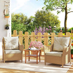 2 Pieces Rattan Garden Chairs, Cushioned Rattan Chairs | Beige