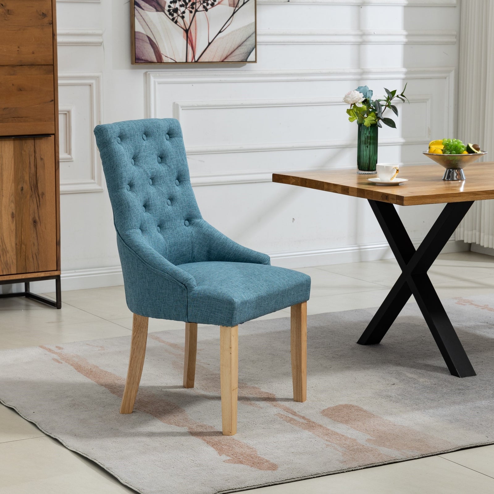 Set Of 2 Ravenna Fabric Dining Chairs | Teal