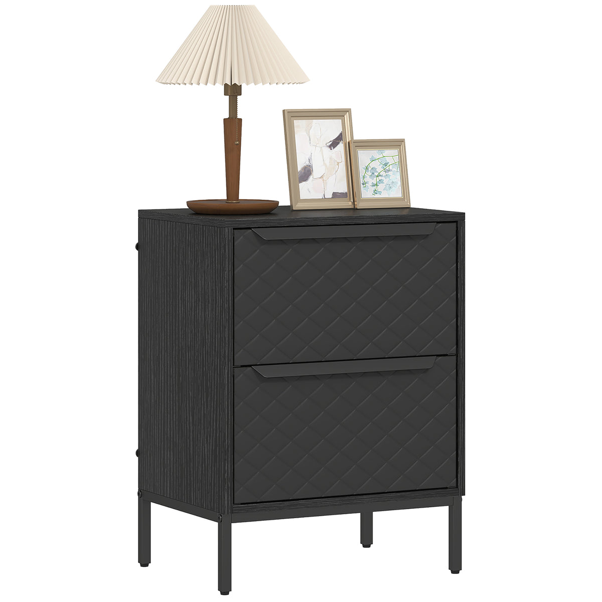 Chest Of Drawers, 2 Fabric Drawer Dresser, Aluminium Handles | Black