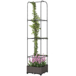 Outsunny Raised Garden Bed With Trellis And Drainage Holes, Drain Plugs