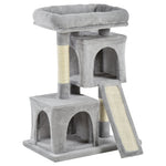 Cat Rest & Play Activity Tree W/ 2 House Perch Scratching Post | Gray