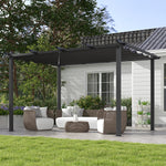Aluminium Pergola W/ Retractable Roof, Garden Gazebo Canopy | Large | Dark Gray