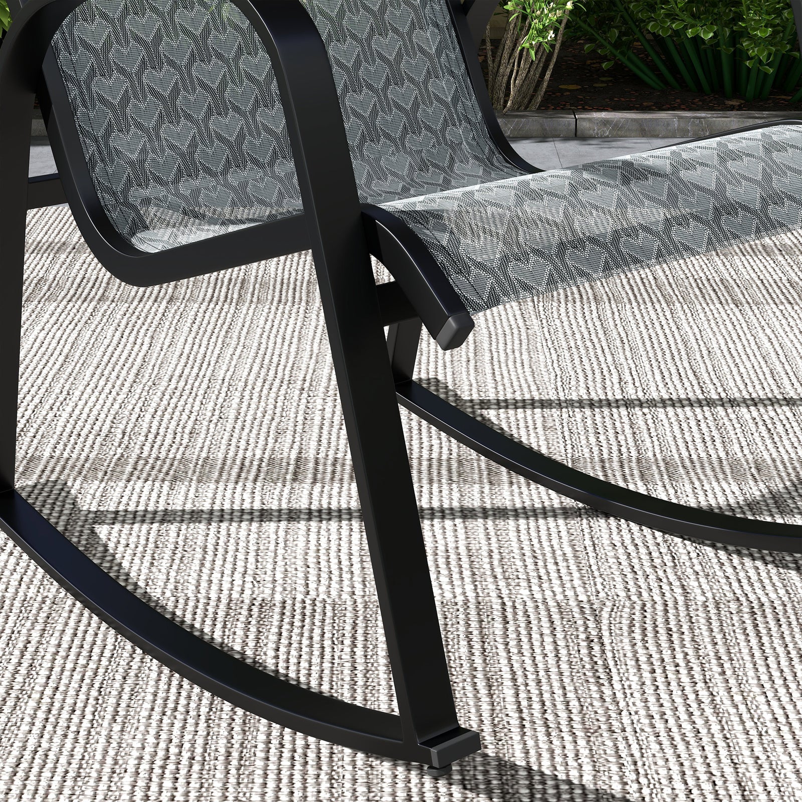 Outsunny 3 Pcs Outdoor Rocking Bistro Set, Mesh Fabric, Grey