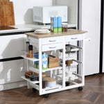 HOMCOM Serving Cart Kitchen Island Mobile Utility Cart