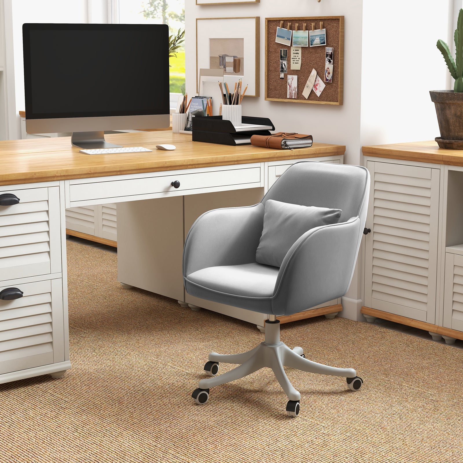 Office Chair W/ Massage Lumbar Pillow Wheels