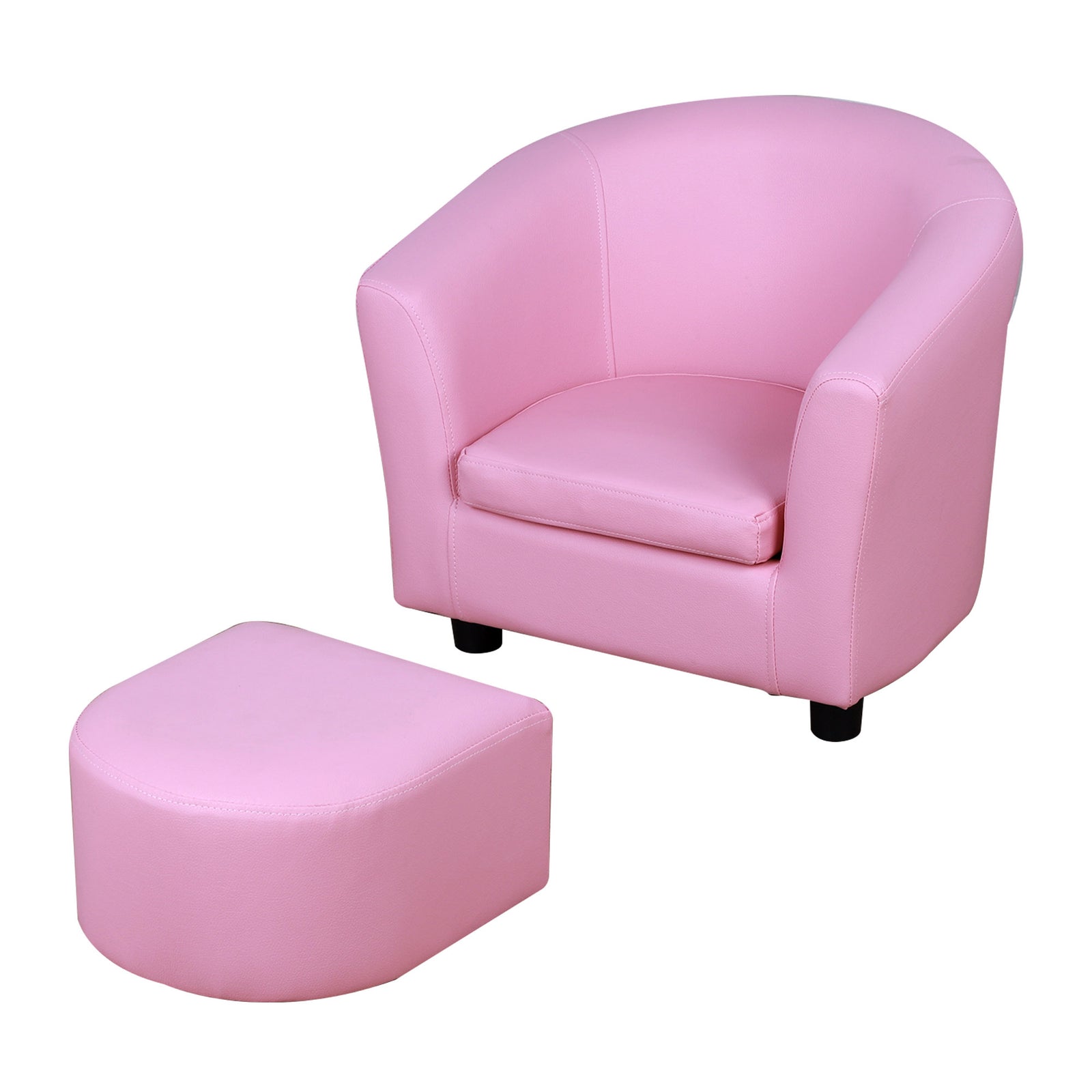 Kids Mini Sofa Children Armchair With Ottoman For Bedroom Playroom Pink