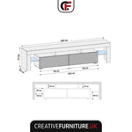 Nova Tv Unit 200cm With Led Lights | Black