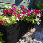 Pine Wooden Trough Planter With Feet | 180cm x 42cm x 38cm | Matte Black