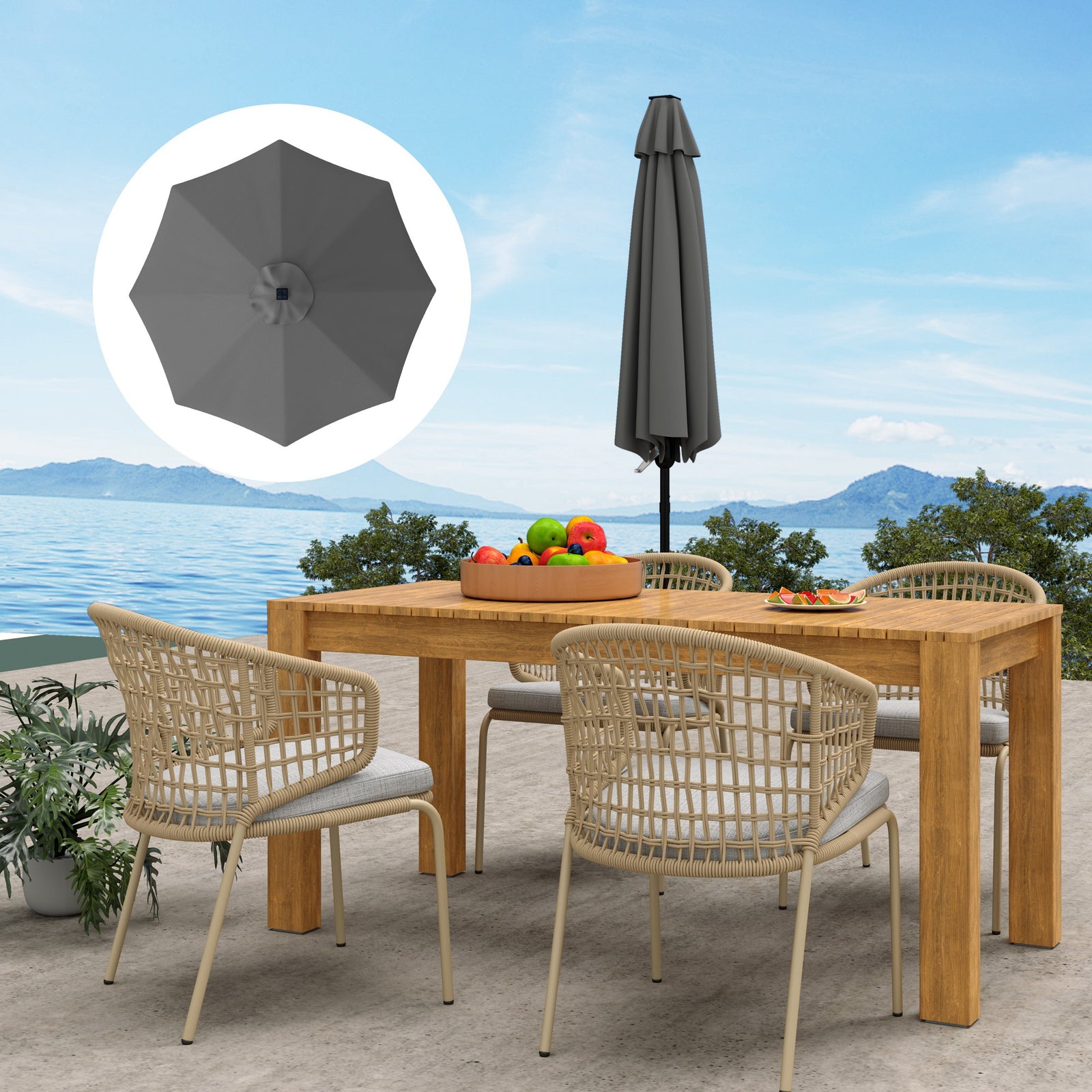 Upf 50+ Replacement Parasol Canopy Parasol Cover Replacement | Gray
