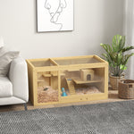 Pawhut Wooden Hamster Cage With Water Bottle, Platforms, Openable Roof