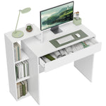 HOMCOM Computer Desk With 3 Open Shelves And Drawer, White