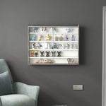 5-tier Wall Display Shelf Unit Cabinet Shelves Glass Doors | One Size | Gray