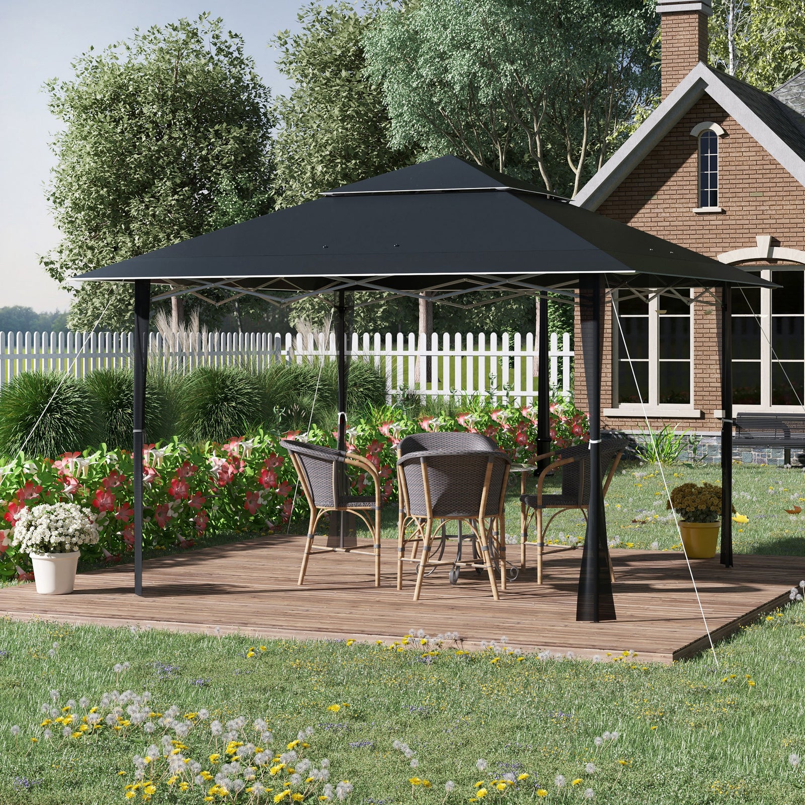 4 X 4m Outdoor Pop-up Canopy Tent Gazebo Adjustable Legs Bag | Dark Slate Gray