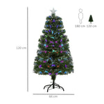 4ft Multicoloured Artificial Christmas Tree W/ Pre-lit Modes Metal Stand | 4ft | Green