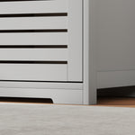 3-door Shoe Storage Bench Cushion Seat Slatted Doors | Grey