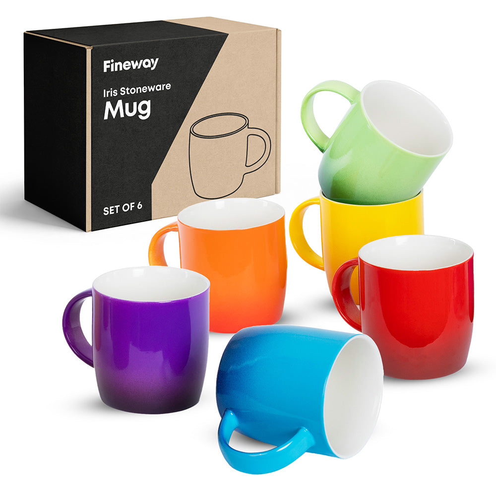 Fineway Ceramic Coffee Mug Set 6 Large Tea Cups Microwave Safe