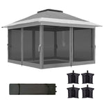 3.6x3.6m Pop Up Gazebo, Mesh Sides, Upf50+ | Dark Gray