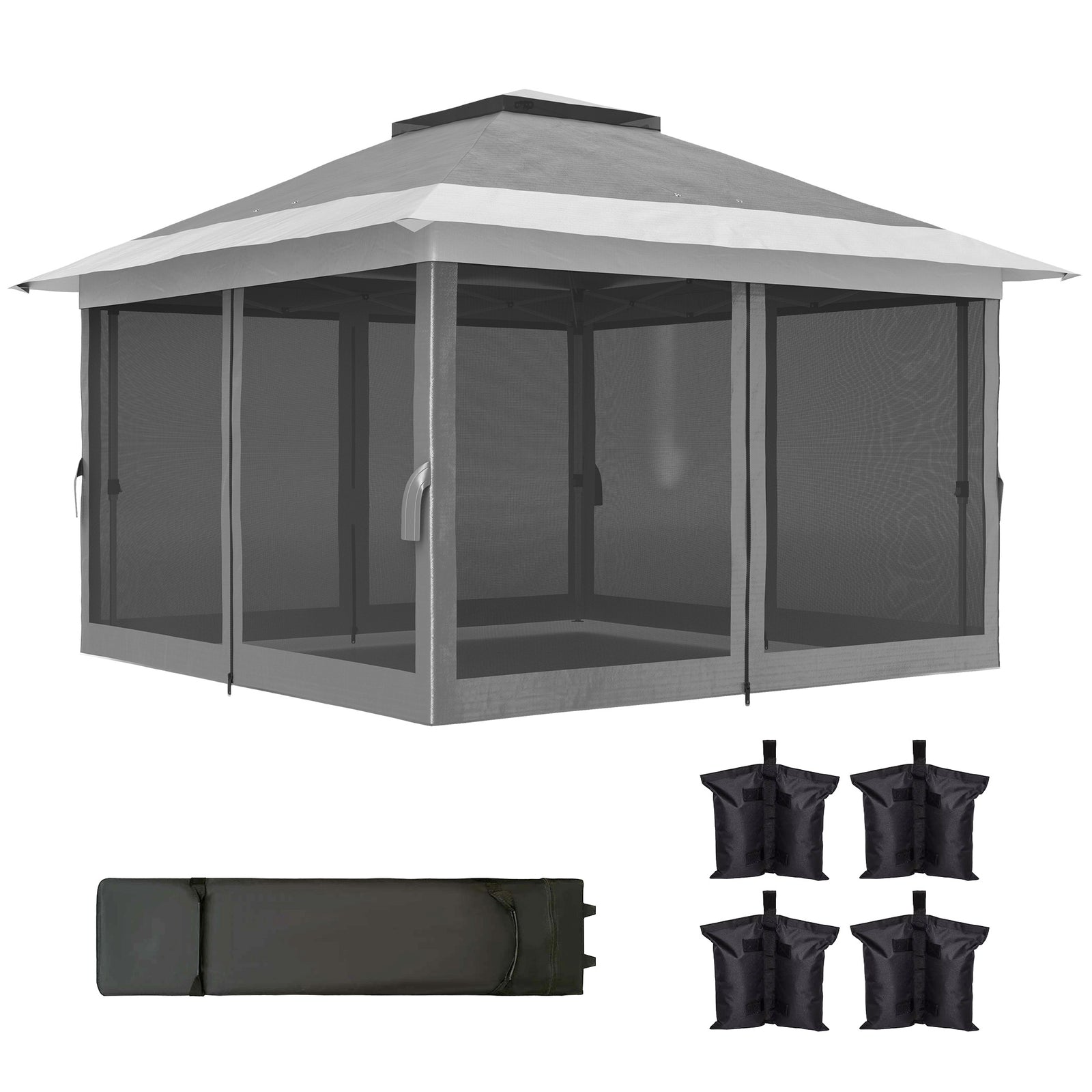 3.6x3.6m Pop Up Gazebo, Mesh Sides, Upf50+ | Dark Gray