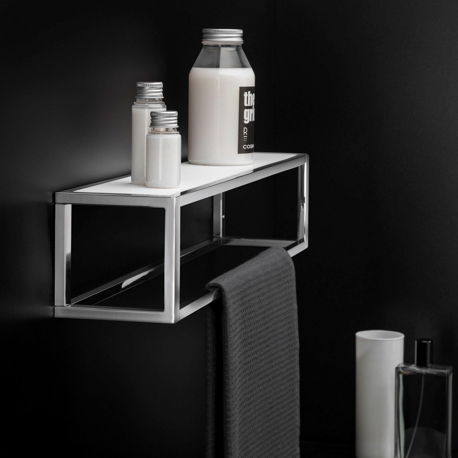 Shelf With Towel Rail Silver Gloss Wall-mounted 55 Cm Collection The Grid