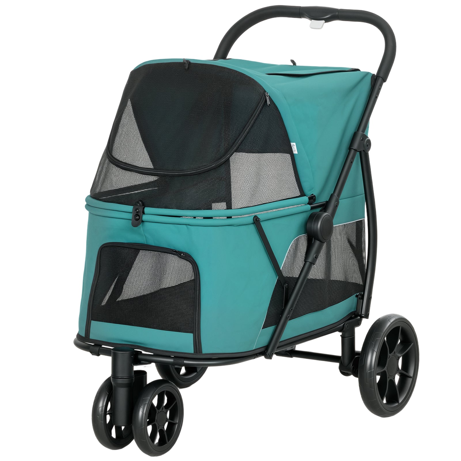 Dog Stroller, 3 Wheels Pet Stroller With Easy One-click Quick Fold | Dark Green