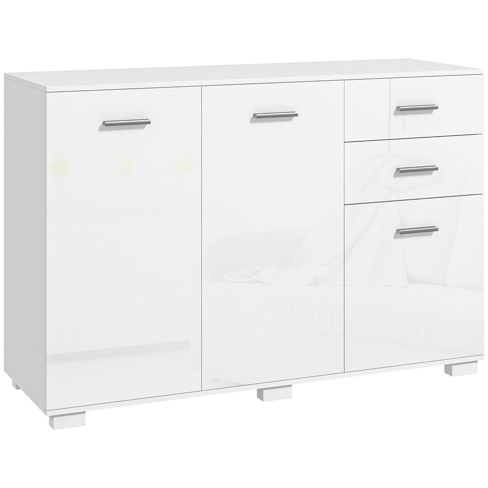 Sideboard Kitchen Storage Cabinet 2 Drawers And Shelves | One Size | Ivory