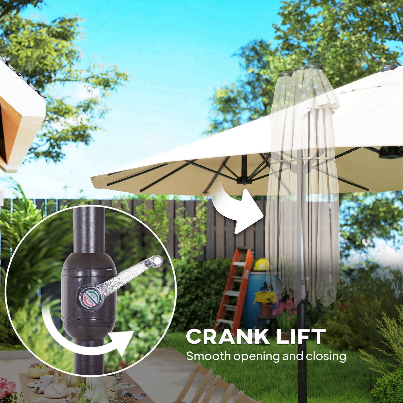 4.6m Double-sided Sun Umbrella W/ Crank | Beige