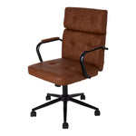 Ergonomic Brown Pu Office Chair – Vintage Style, 360° Swivel, Adjustable Height, Recline 15°