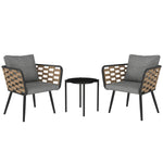 3 Pieces Rattan Bistro Set, Wicker Garden Furniture Set