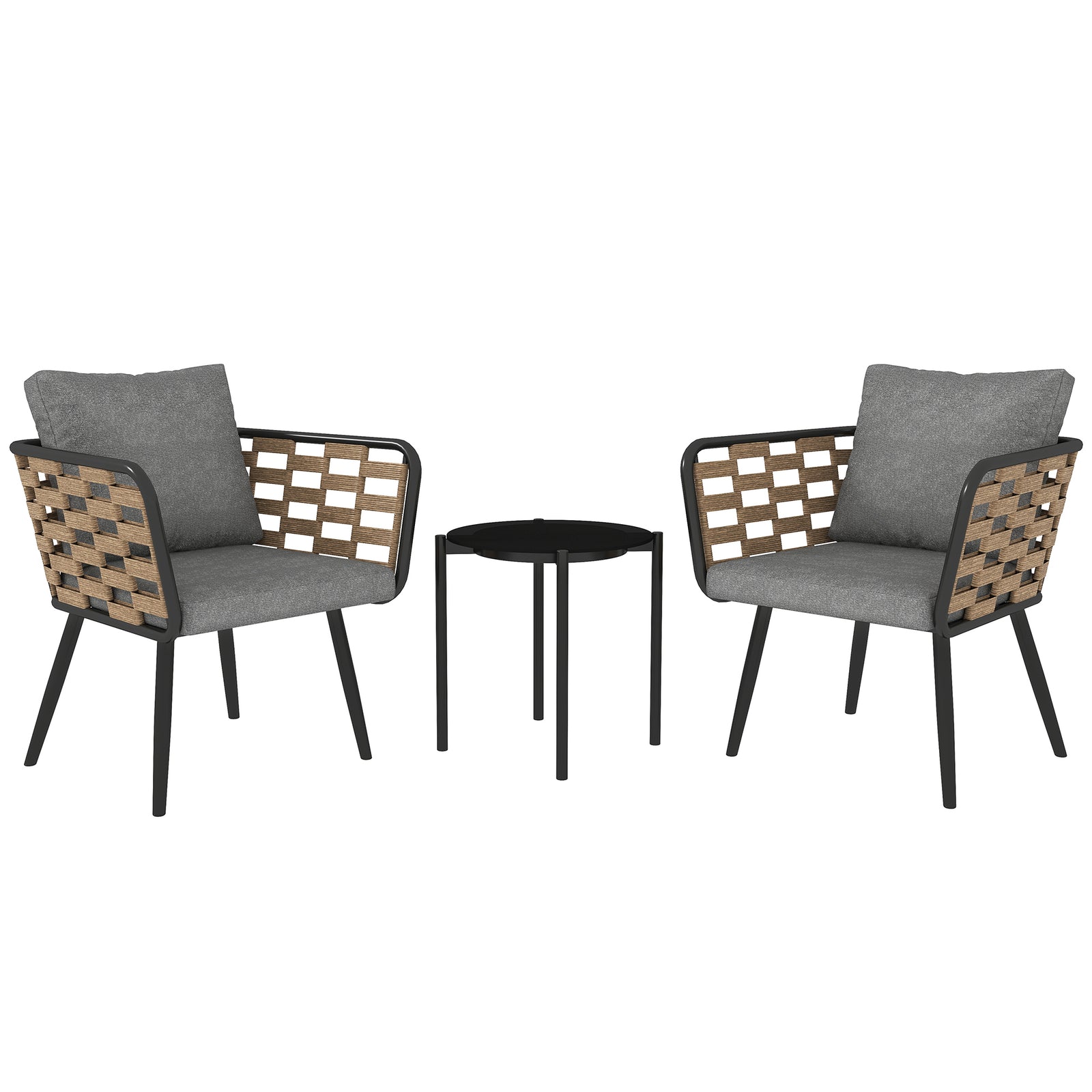3 Pieces Rattan Bistro Set, Wicker Garden Furniture Set