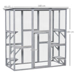 Wooden Cat House With Platforms, Cat Cage For Multiple Kittens | Light Grey