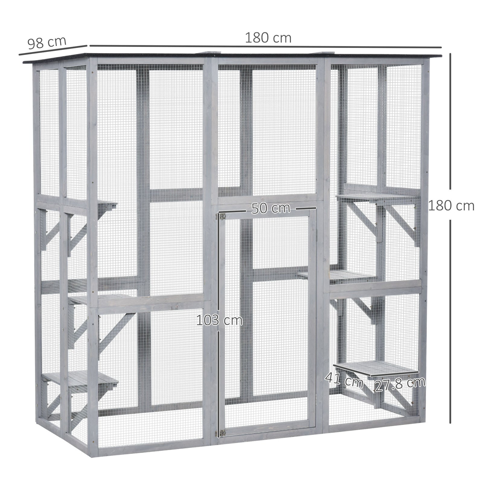 Wooden Cat House With Platforms, Cat Cage For Multiple Kittens | Light Grey