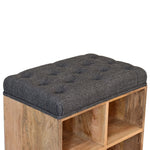 Solid Mango Wood Mini Black Shoe Storage Footstool