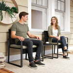Rattan Bistro Set, 3 Pcs Garden Furniture With Cushion | Khaki