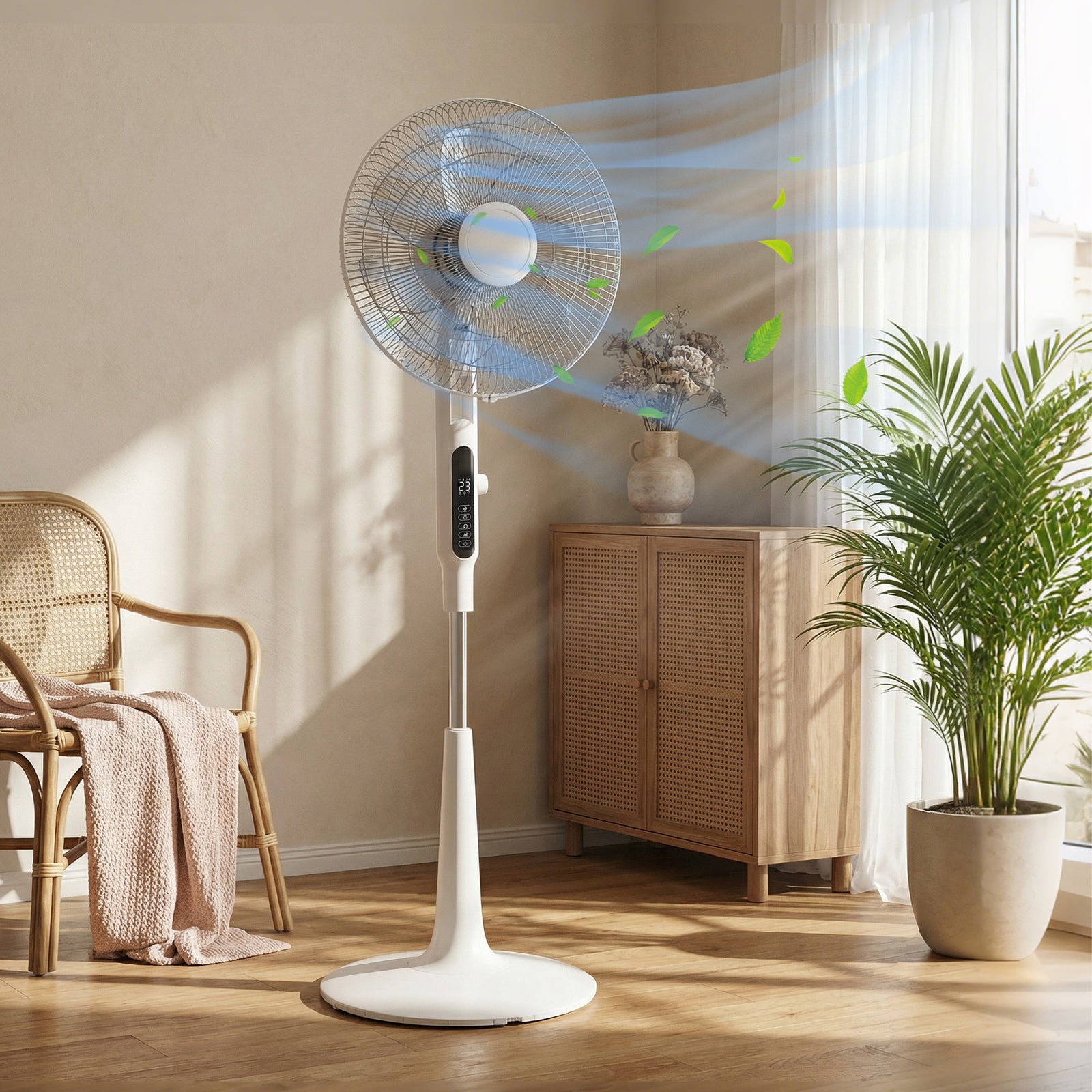 HOMCOM Standing Fan With 75 Degree Oscillation Mosquito Repellent Function