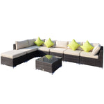 8pc Rattan Sofa Garden Furniture Aluminium Outdoor Patio Set | Brown
