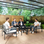 Outsunny 5 Piece Metal Garden Furniture Sofa Set With Cushions, Light Grey