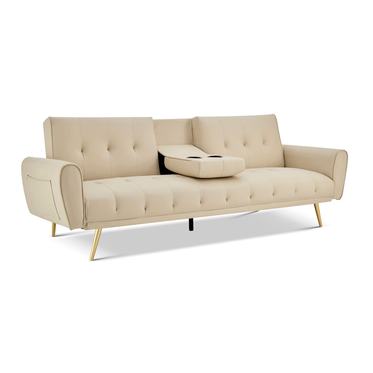 Lora Faux Leather Sofa Bed 3 Seater | Cream