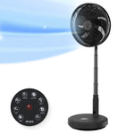 13.5'' Pedestal Fan With Remote Control - Oscillating & Portable Foldable Height Adjustable Cooling Led Display 12 Speed Turbo Quiet Circulation For Bedroom, Homes Office | Black