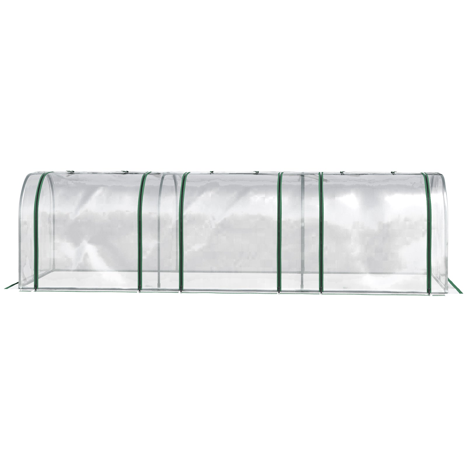 Green Tunnel Greenhouse With Zipped Doors | Silver