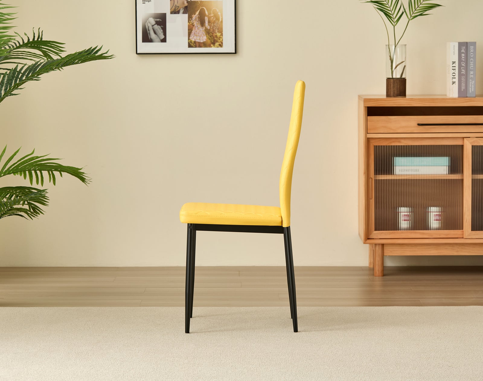 Stylish Seattle Dining Table Set With 4 Emily Faux Leather Chairs | Mustard
