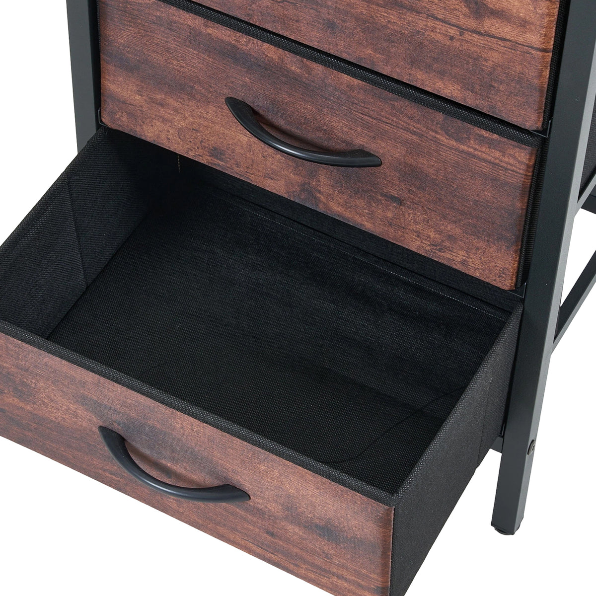 Breeins Nightstand Bedside Table With 3 Fabric Storage Drawers