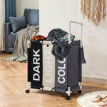 Living and Home 110l 3-section Laundry Basket With Lid And Wheels