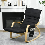 Rocking Chair Recliner Armchair With Adjustable Footrest | One Size | Black