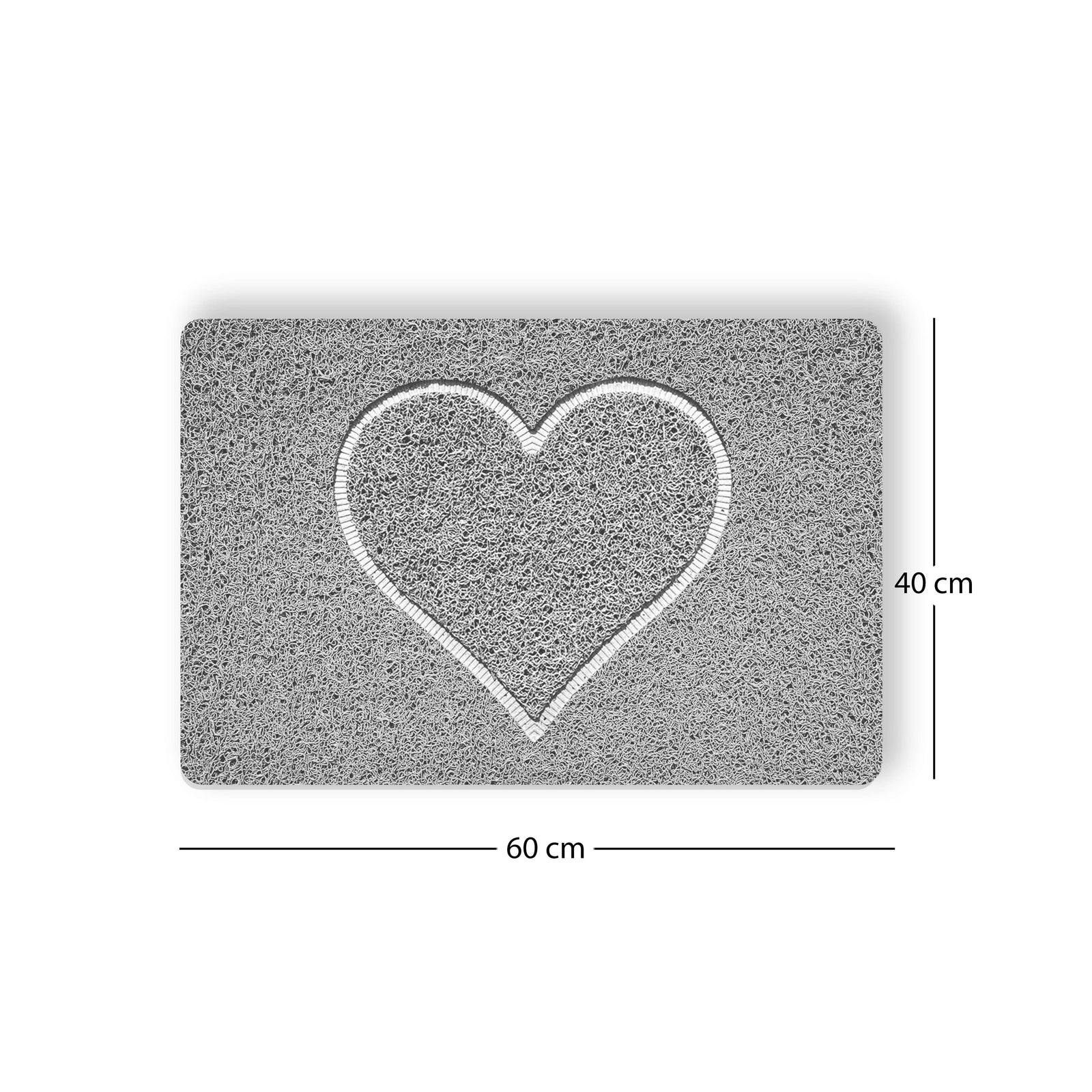 Spaghetti Anti Slip Shower/bath Mat - Heart Embossed | 40 x 60cm | Grey