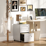 Lockable Mobile Filing Cabinet W/ 3 Drawers | Large | White