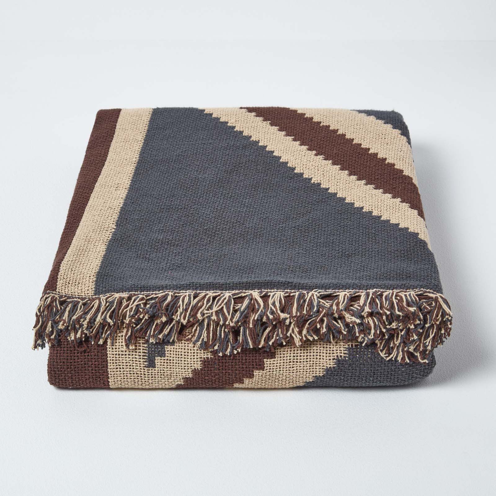 Cotton Union Jack Flag Throw | 125cm x 150cm | Cream & Brown