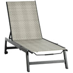 Pe Rattan Sun Lounger W/ Backrest & Wheels