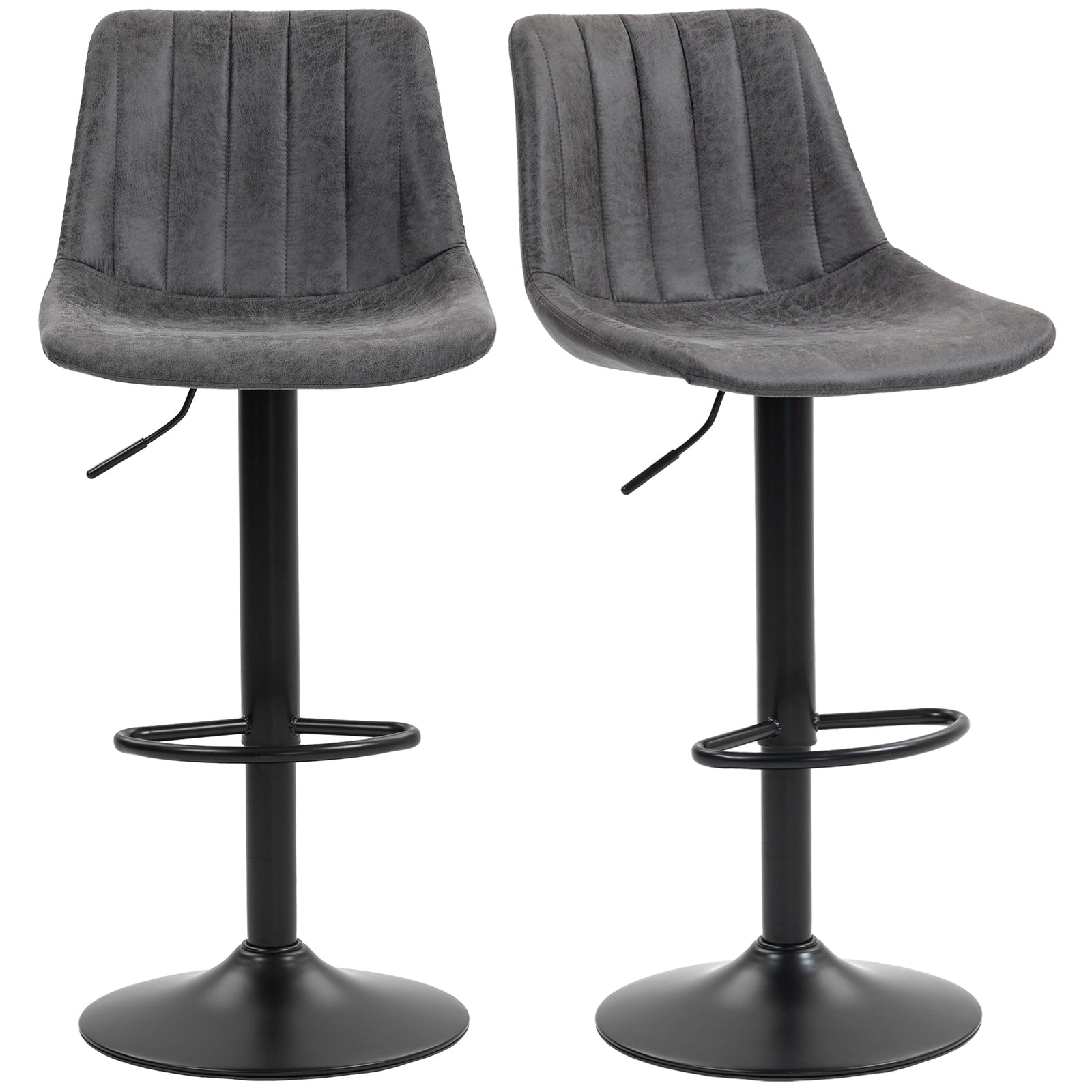 HOMCOM Bar Stools Set Of 2 Adjustable Swivel Bar Chairs With Backrest
