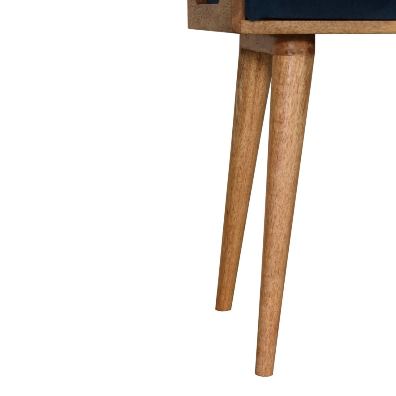 Solid Mango Wood Teal Velvet Tray Style Footstool
